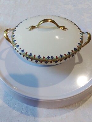Antique Limoges T&V Fench China 9'' round covered vegetable with lid