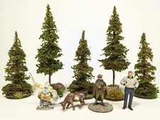 5 pcs 4" ELK RIVER PINES on BASES Detailed Realistic Scenery N HO 15mm 28mm RPG