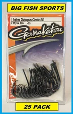GAMAKATSU #265 INLINE OCTOPUS CIRCLE SE HOOK Value Pack 8/0 265418-25 NEW!