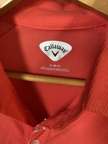 NWT Callaway Mens Golf Polo Shirt Coral Red/Orange $65 S Moisture Wicking - Picture 4 of 9