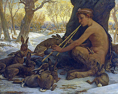 Elihu Vedder Marsyas Satyr Playing Music To Rabbits Real Canvas Art Print
