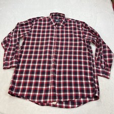 Vintage Burberry Shirt Men  s M Red Plaid Button Front Long Sleeve USA Made