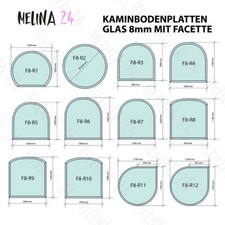 Kamin Glasbodenplatte 8mm mit Facette Kaminbodenplatte Funkenschutz Ofen Platte
