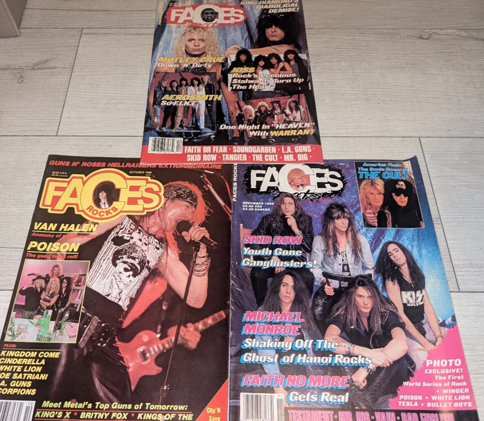 Vintage Faces Rocks Lot of 5 Issues Magazines Poison Van Halen Montley Crue - Image 2 of 3