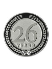 PinMart's 26 Years of Service Award Employee Recognition Gift Lapel Pin - Black