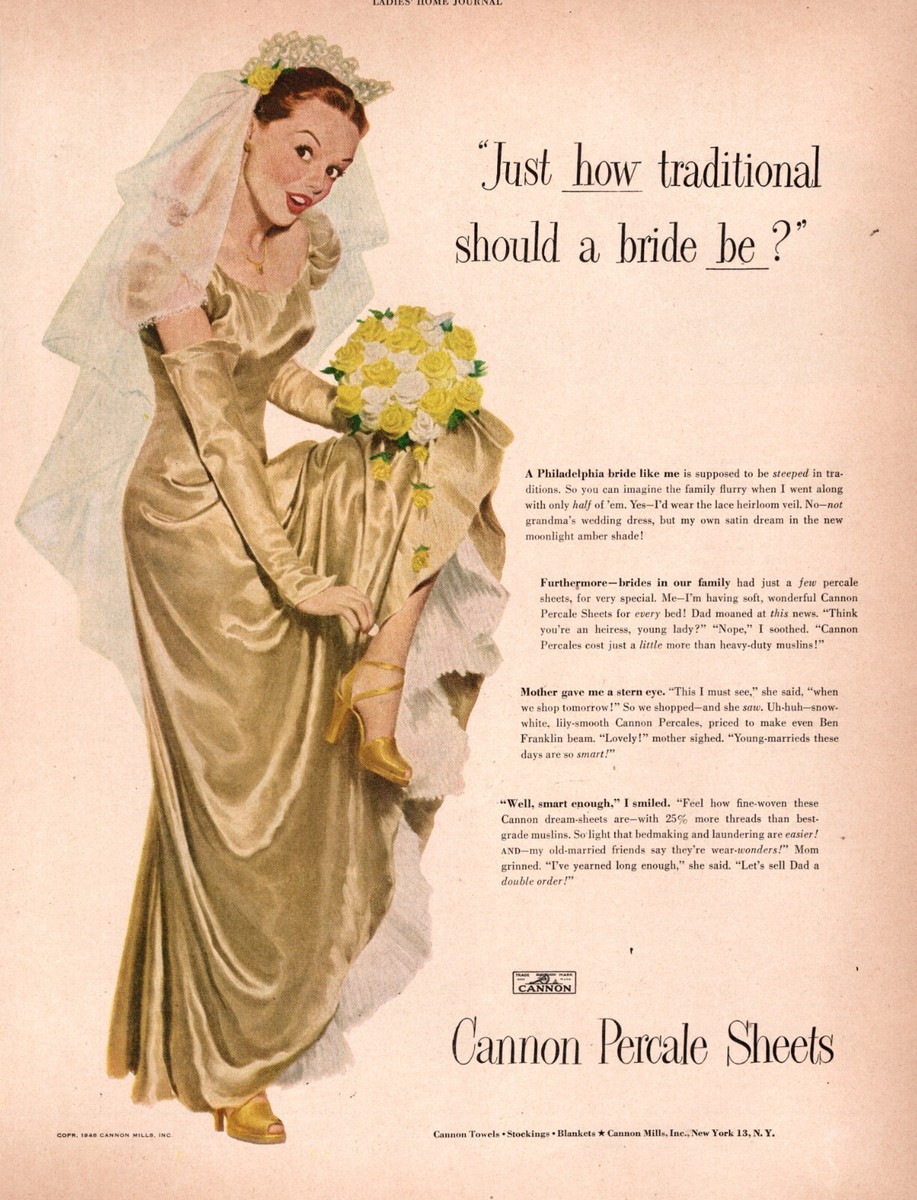 1948 vintage AD CANNON Percale Bed Sheets art ' The Modern Bride ' 081023 |  eBay