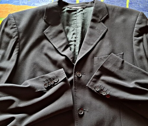 JACKET ITALY VINTAGE AUTHENTIC DOLCE & GABBANA BLACK WOOL MEN'S BLAZER-US38/EU48 - Picture 4 of 10
