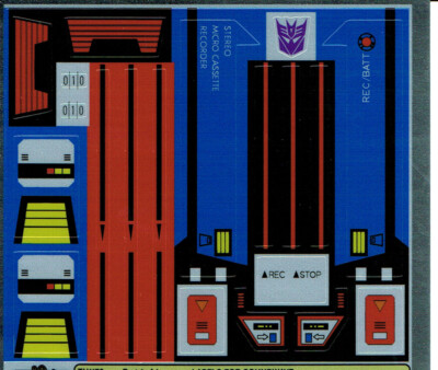 TRANSFORMERS GENERATION 1, G1 DECEPTICON SOUNDWAVE REPRO ETIKETTEN / AUFKLEBER