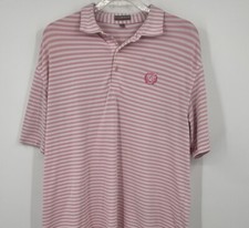 Peter Millar Summer Comfort Men's Golf Polo Shirt Pink Stripe White Size XL