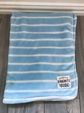 Carters Blue Striped Daddy's Dino-mite Dude Dinosaur Lovey Blanket STAINS READ