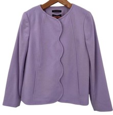 Talbots Jacket Blazer Size 6 Purple Scalloped Button Wool Italy Spring NEW