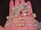 Vintage Demi-Parure Aurora Borealis Cone Crystal Bead Necklace Bracelet Earrings — photo 2