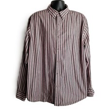 Chaps Ralph Lauren Striped Button Down Shirt XXL Gray Red White Preppy Cotton