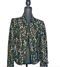 A Woman Black White Wool Blazer with Scalloped Trim Size 8