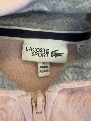 Lacoste Sport Girls Pink Zipper Hoddie Sweatshirt Jacket Size 6 116 46 - Picture 6 of 6