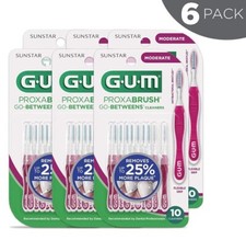 GUM Proxabrush Go-Betweens Cleaners Moderate 10 Count, Interdental Brushes 6pk
