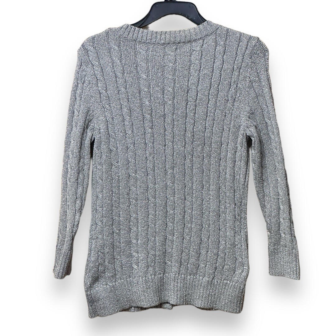 Talbots silver Metallic Shimmer button Front cabl… - image 4