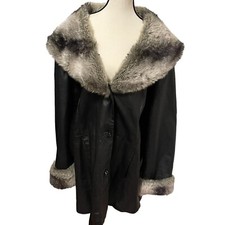 Maggie Barnes Womens Plus Black Genuine Leather Lined Jacket Coat Size 3x 26 28