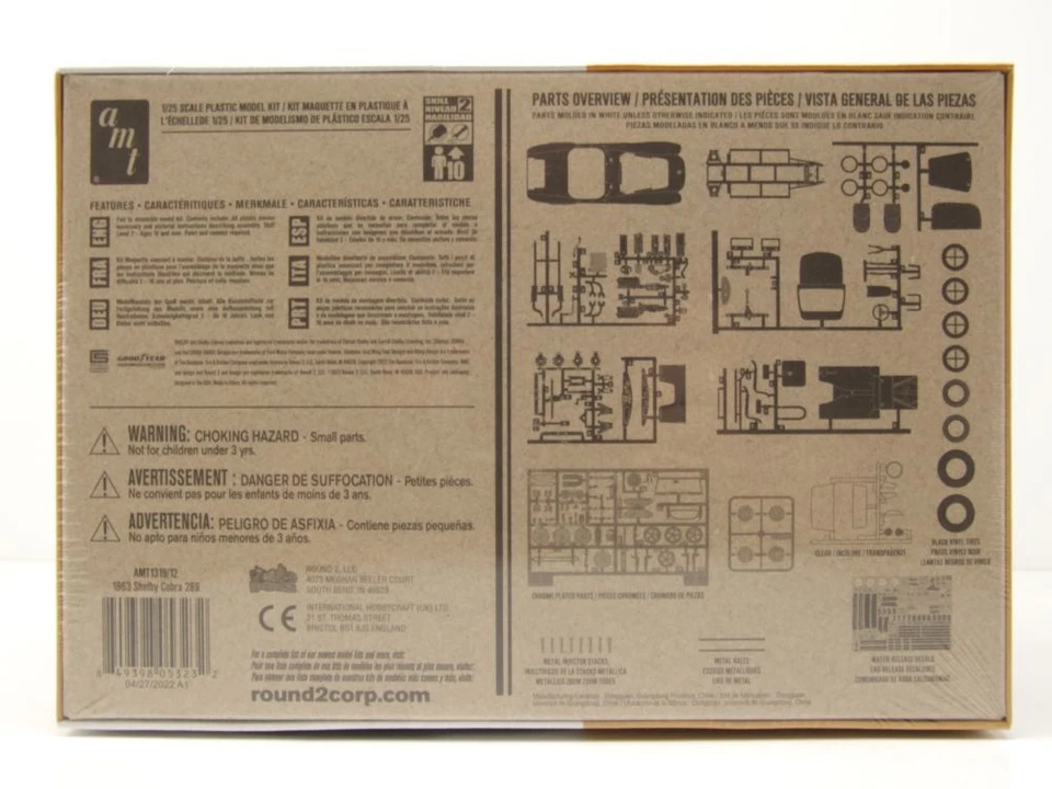 Shelby Cobra 289 1963 Modellino Auto Kit Costruzione Plastica 1:25 AMT - Immagine 2 di 4