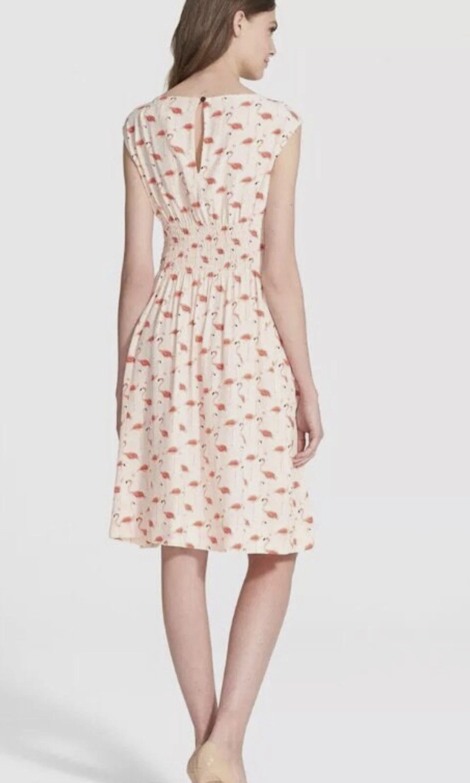 Abito Blaire Kate Spade New York stampa fenicottero all over taglia 10 seta tropicale