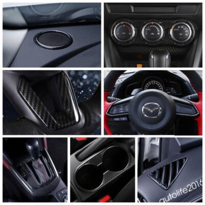 Carbon Fiber Speaker Air Vent Gear Panel Cover Trim For Mazda 2 Demio 2015-2021