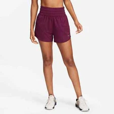 NIKE WOMEN'S ULTRA HIGH WAISTED TRAINING LINED SHORTS PLUM Small