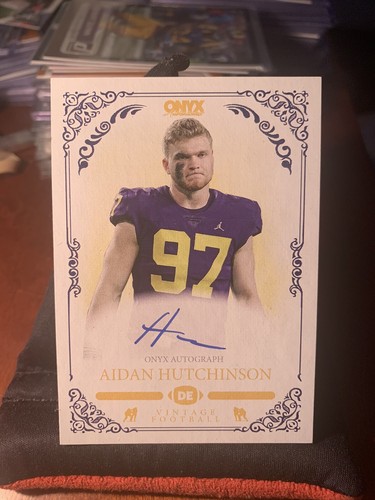 2022 Onyx Vintage Fußball #VAAH Aidan Hutchinson Rookie Auto blaue Tinte LIONS E1