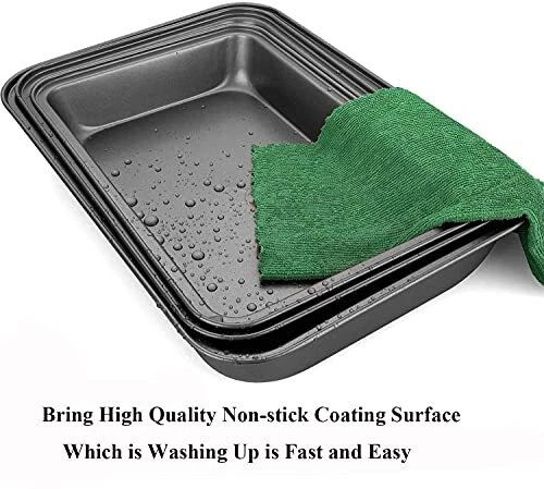 EVADOW 4 Pack Non Stick Oven Baking Tray Set Heavy Duty Black Carbon Steel - Picture 4 of 5