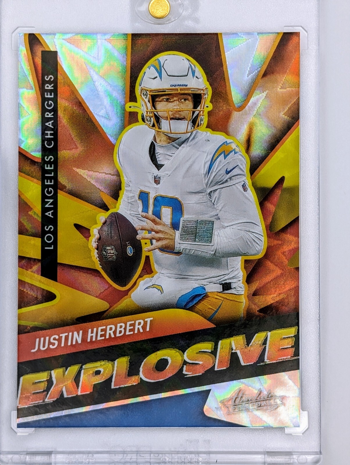 2021 Absolute Justin Herbert Explosive SSP #E27 Case Hit Chargers