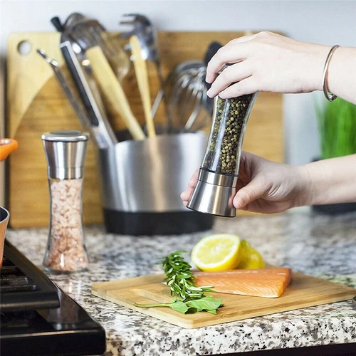 1pcs Salt and Pepper Grinder Glass Bottle High Quality Stainless Steel 200ml - Picture 7 of 9