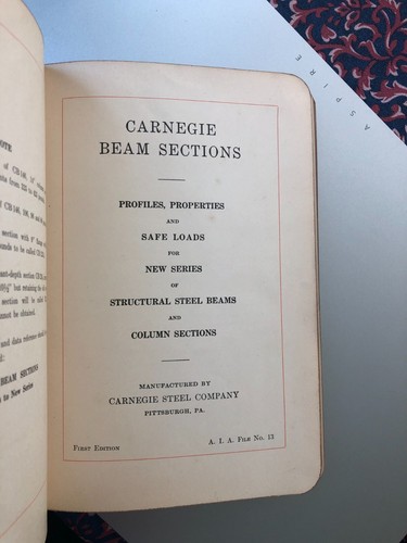 2 Vintage Carnegie Steel Books 1903 Pocket Comp. & 1927 Beam Sections - Picture 3 of 6