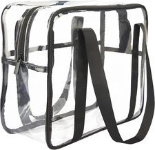 Extra Large Clear Cosmetic Makeup Bag, Transparent PVC Tote Shoulder Bag Stadium