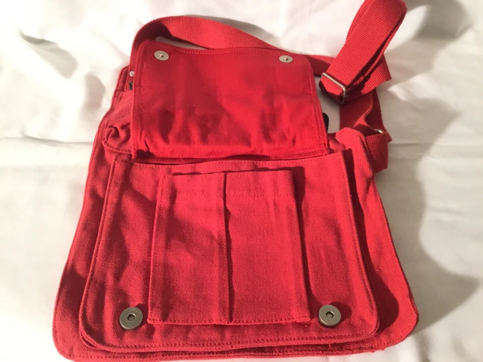 Sac à bandoulière Terre de Chanvre, en chanvre et coton Bio, couleur rouge - Photo 3/4
