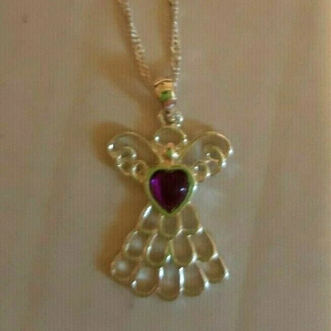 AVON ANGEL BIRTHSTONE NECKLACE FEBRUARY NIB NEW HTF RARE L K