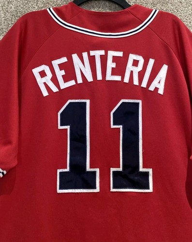 Majestic MLB Mens Atlanta Braves Edgar Renteria Red Alternate Jersey Size 2XL - 第 10/12 張圖片