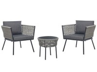 Stilvolles Balkonset 2 StüHle Couchtisch Rattan Grau Mit Auflagen Gargano