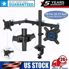 Double Dual Display Computer Monitor Arm Mount Desk Stand 13-27" Screen LED LCD