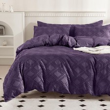JELLYMONI Duvet Cover King Size - Purple Microfiber Tufted Duvet Cover Set, B...