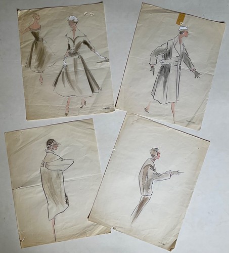 Lucile MANGUIN (1905-1990) Haute Couture Croquis crayon et aquarelle - Bild 12 von 13