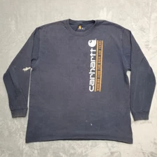 Carhartt Shirt Mens XL Blue Crewneck Long Sleeve Workwear Heavyweight Work TEE