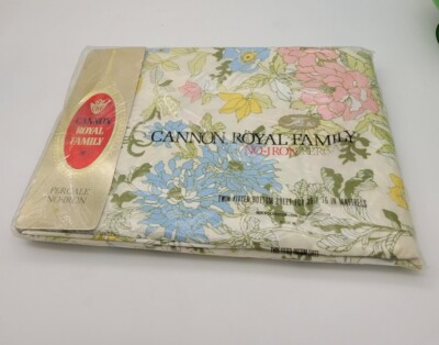 Vintage Cannon Royal Family Twin Fitted Sheet 60s 70s Flowers Floral ...