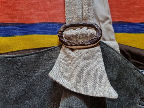 DRESS VINTAGE AUTHENTIC ALPHORN OKTOBERFEST DIRNDL LEATHER LINEN :US 18/EU 46 - Picture 6 of 8