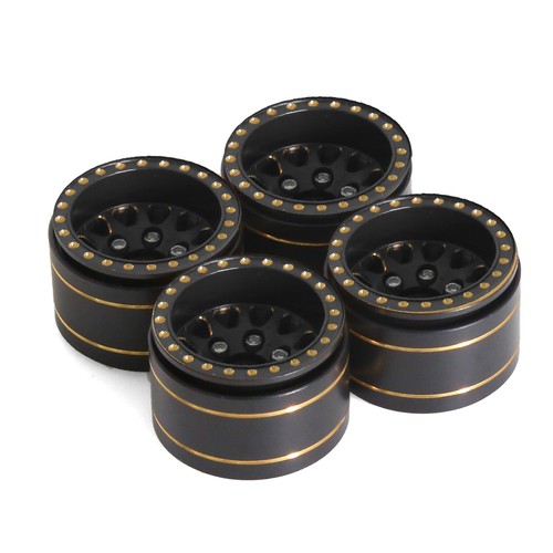 4Pcs 1.0" Brass Beadlock Wheel Rim Tires Set For 1/18 TRX4M SCX24 RC Crawler Car - Picture 9 of 15