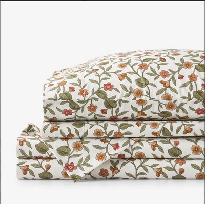 Legends Hotel Garden Florals Wrinkle-Free Sateen Bed Sheet Set Twin Cream Multi