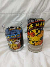 Vintage PAC-MAN Drinking Glasses 1980 & 1982. Bally Midway Mfg. Co. & Arby's 