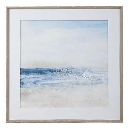 Uttermost Surf And Sand Wood Glass and Paper Framed Print in Blue/Brown/White - Picture 1 of 8