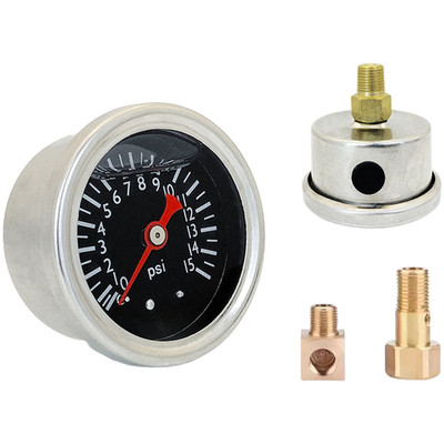 Kompakte Inline Kraftstoffdruckanzeige 015 PSI mit ölgefülltem Vibrationsschutz