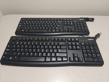 Lot of 2 Logitech K120 Full-size USB Wired Keyboards Clean Tested Low Use Bundle