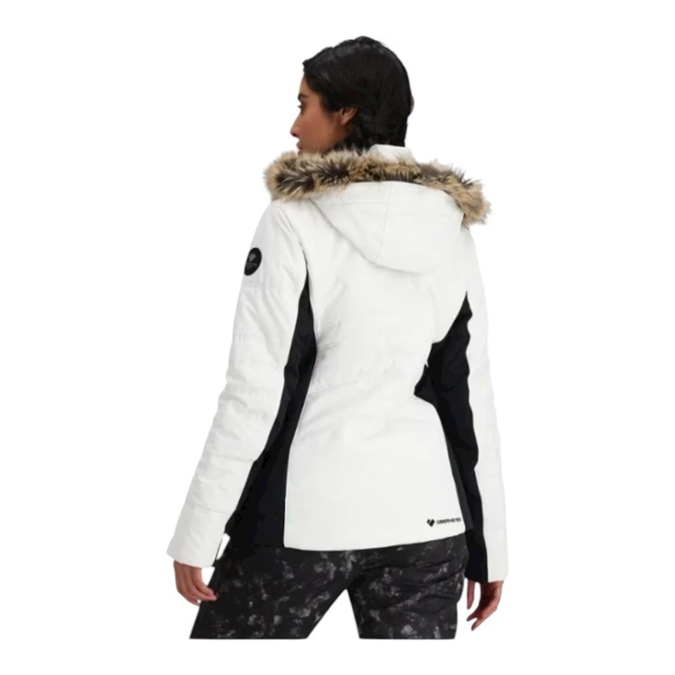 Obermeyer Tuscany II White Black Ski Snow Jacket Coyote Faux Fur Hood Sz 8 NWT - Image 4 of 4