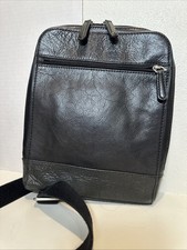 Vintage Fossil Crossbody Bag Black Leather Messenger Bag Courier Unisex 8.5x11  
